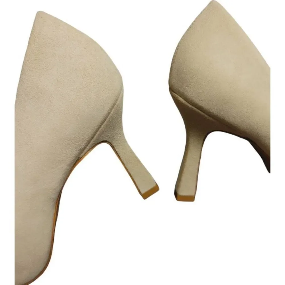 Anita Nubuck Pointed Toe Pumps by Salone Monet Light Cream Sz 9.5M - Picture 8 of 11